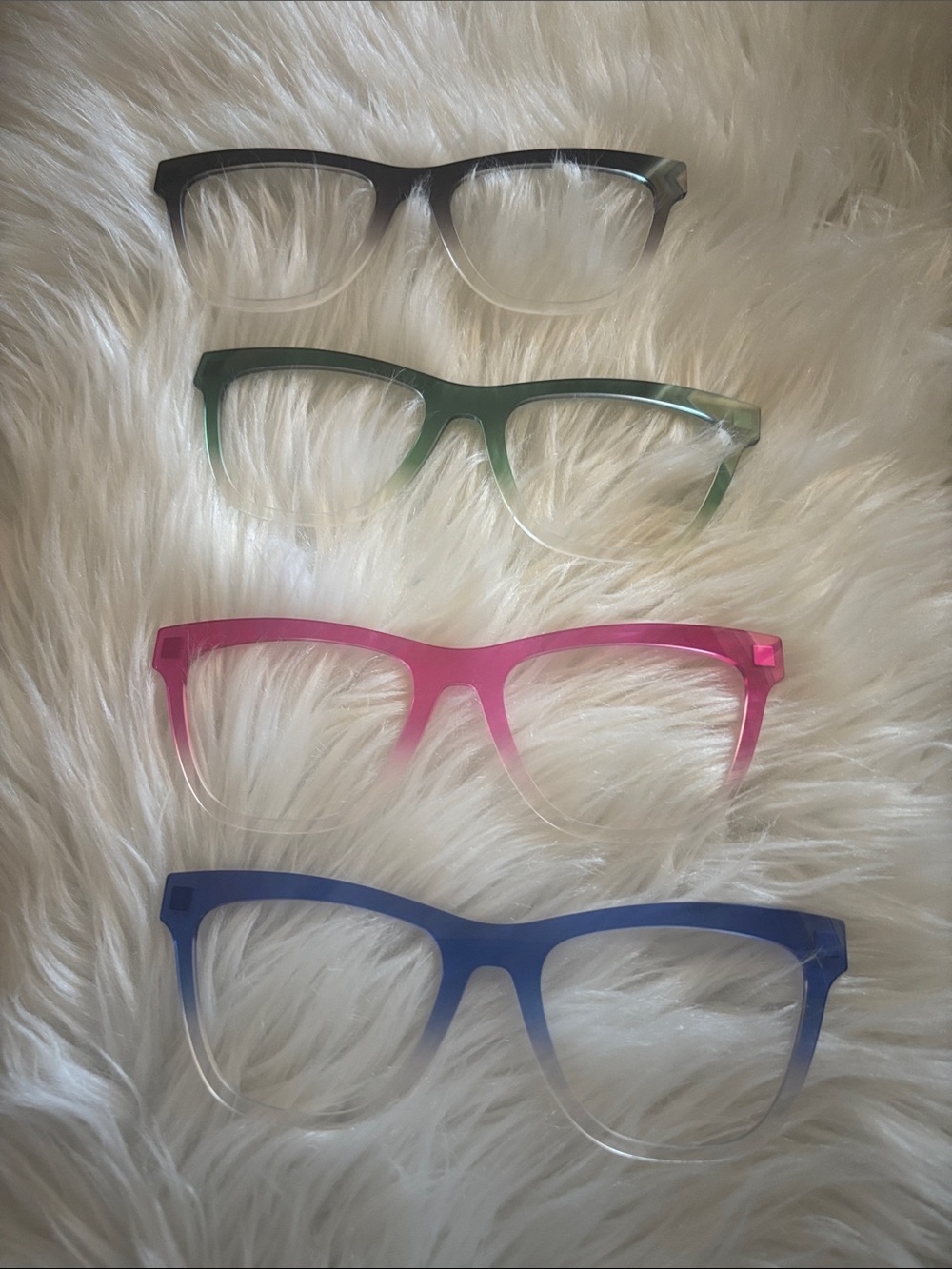Set of 4 Ombre Blue, Pink, Green & Gray Fashion Glasses Frames
